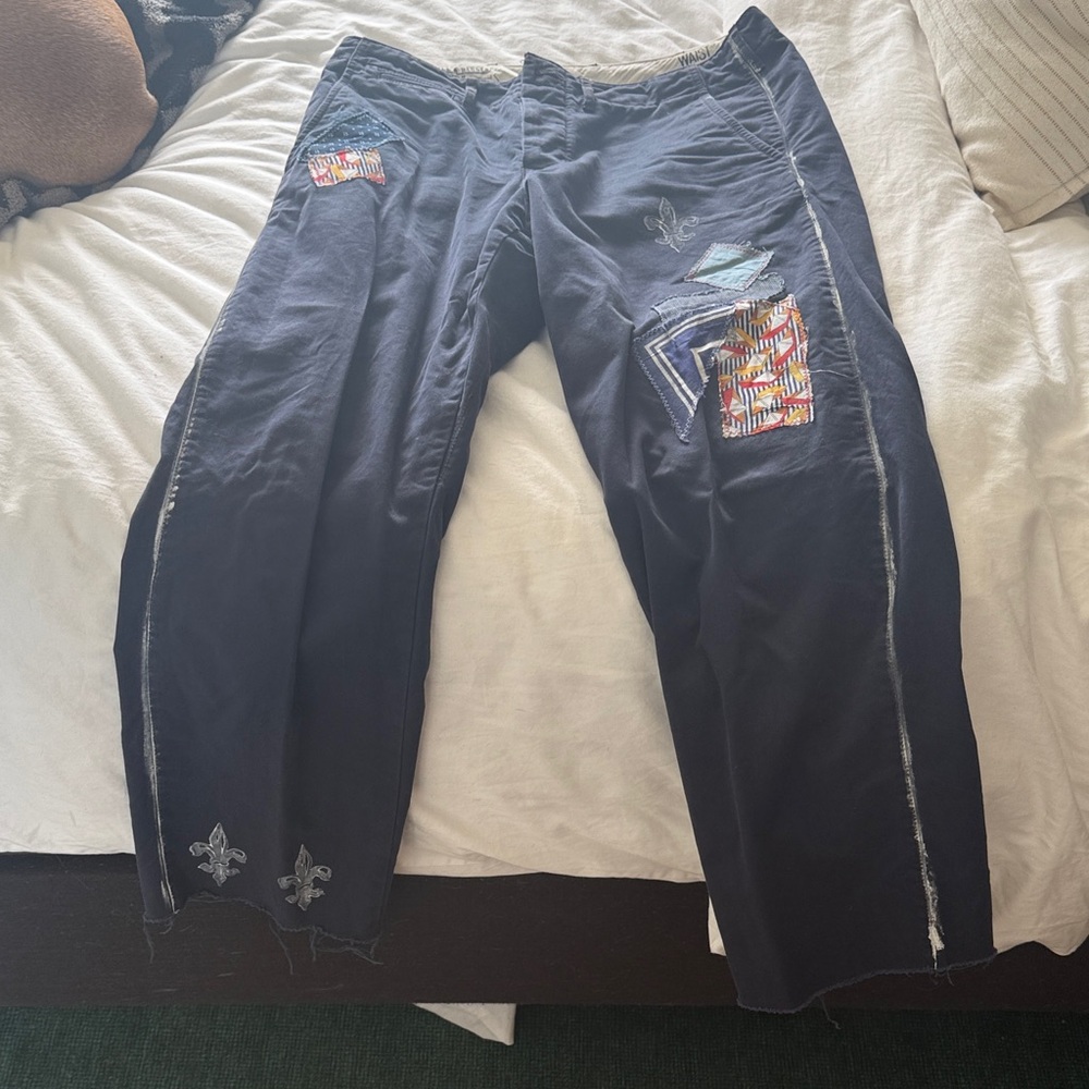 Men's Navy Patchwork Cargo Pants